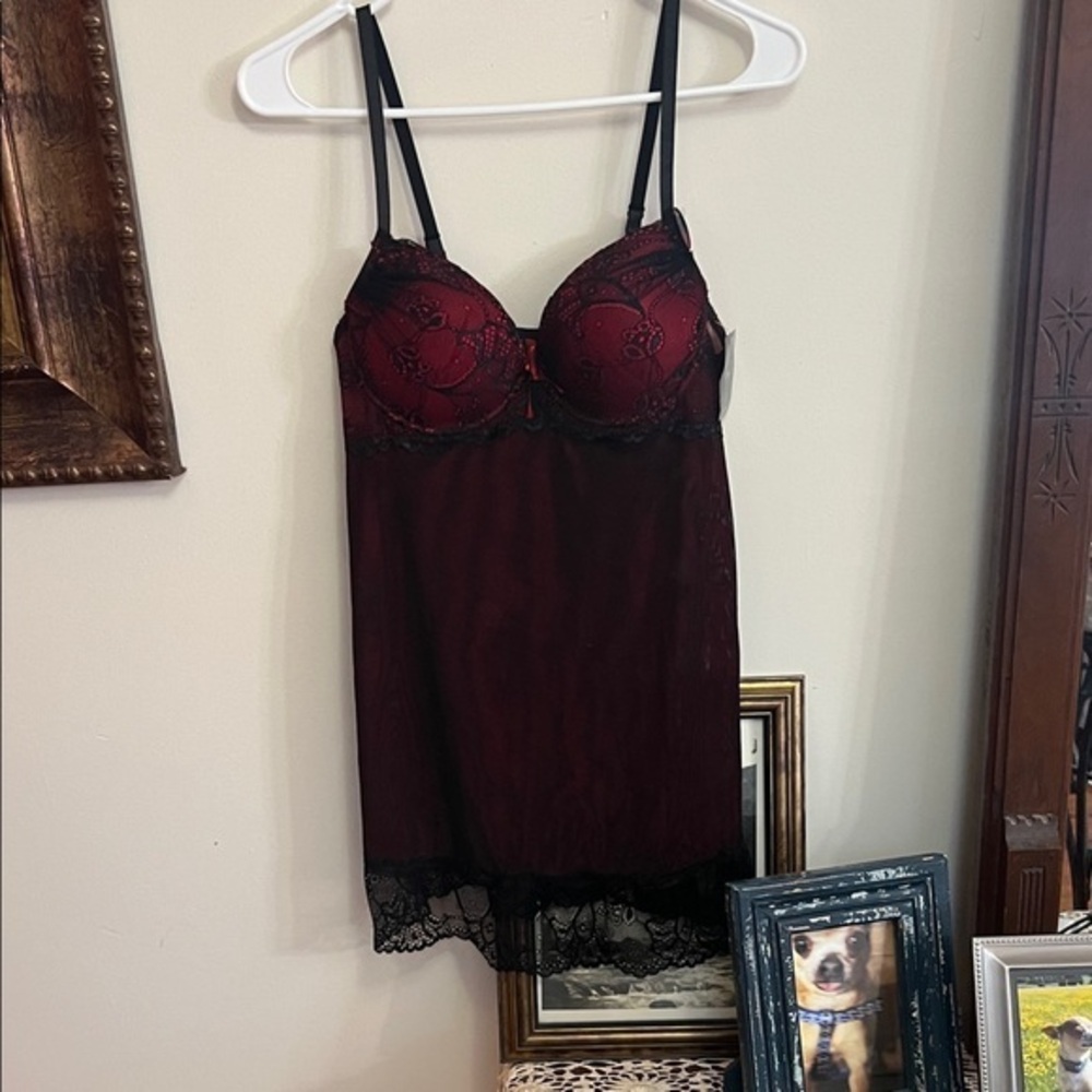 Rene Rofe Black and Red Lace extreme, push-up lingerie